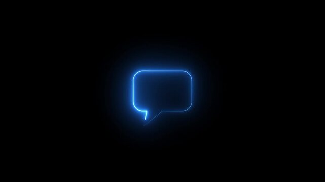 Glowing neon color message box icon conversation notice message icon animation.Neon text message icon.
