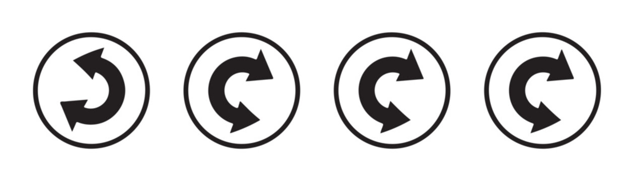Back and forward rotation arrow icons within circular frames for navigation and history undo actions.