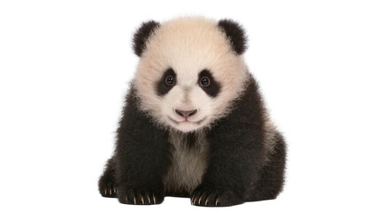 Fluffy baby panda sitting, isolated on transparent background © Denis