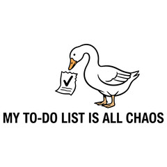 Obraz premium Goose Holding To-do List with Checkmark, Funny Animal Illustration