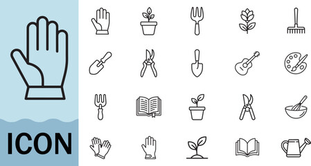 Naklejka premium Collection of gardening and leisure icons for creative tasks
