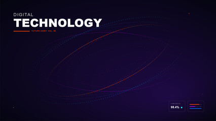 Obraz premium Digital technology future asset design with abstract orbital data streams and core status monitoring