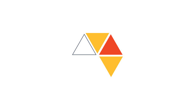 A minimalist geometric logo composed of four interconnected triangles forming a modular