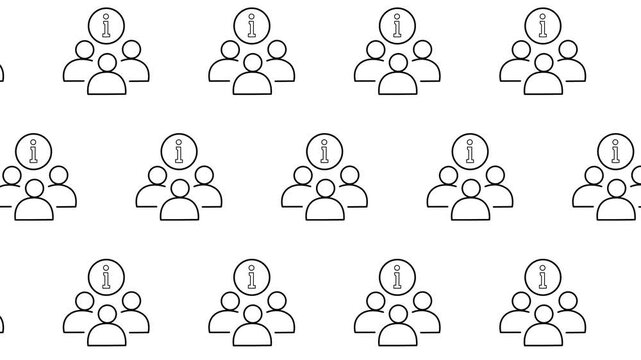 Seamless loop animation of information help desk icons pattern on white background