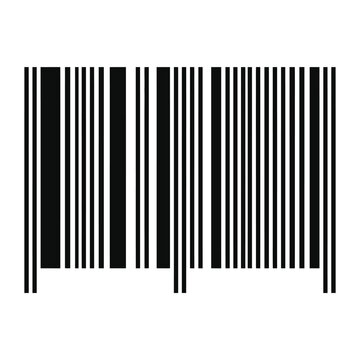 A black and white barcode pattern with vertical lines on a white background