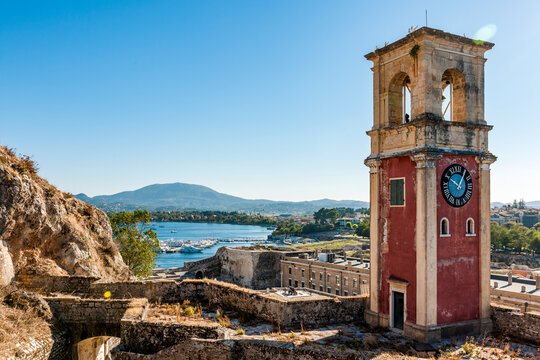 Greece, Ionian Islands, Corfu City, View from Old Fortress on Corfu island