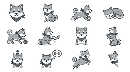 Fototapeta premium Shiba Inu Dog Collection: Cute Poses and Actions