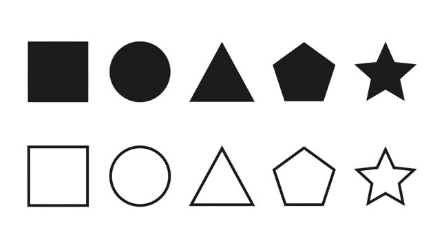 Geometric Icons Set &ndash; Square, Circle, Triangle, Star