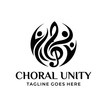Community music logo. Represents harmony, choir singing, and collective vocal performance groups.