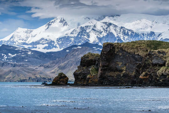 Natural landscape of Port Jason Harbour, South Georgia Islands