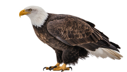 Obraz premium Majestic bald eagle with brown feathers and white head, isolated on transparent background