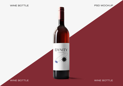 Elegant Wine Bottle Mockup Design PSD