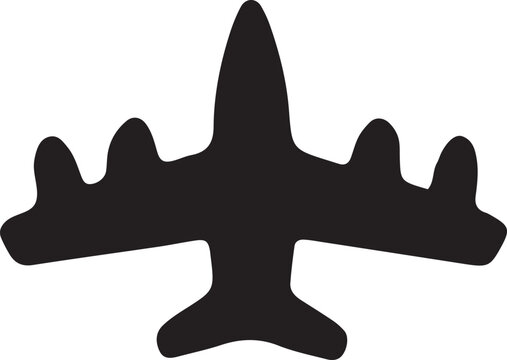 Airplane silhouette icon featuring a four-engine commercial jet aircraft in a flat shape in outline style