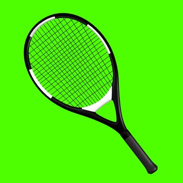 tennis racket, green background, 3d render