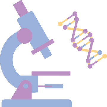 Lab equipment illustration. Genetic sequence model. Research tool for biology. Biotechnology concept. Science study.