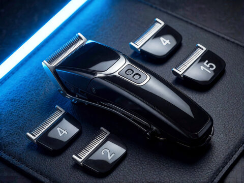 Electric beard trimmer and hair clipper set with different comb attachments