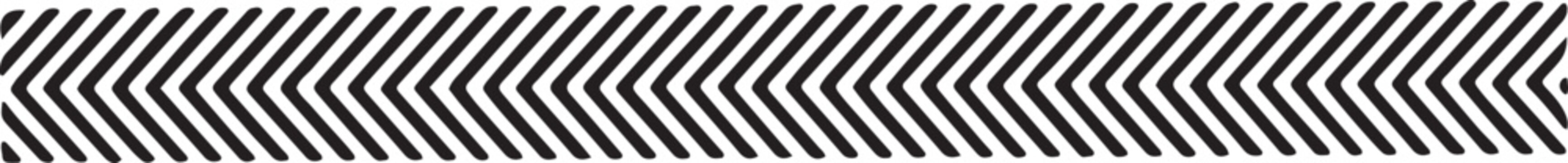 Chevron pattern horizontal border divider with continuous repeating black arrowhead lines and arrow design, and monochrome and zigzag in outline style