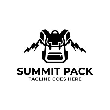 Mountain backpack logo for outdoor gear and adventure travel.