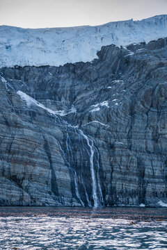 Natural scenery of the Gold Harbour Glacier Valley in the South Georgia Islands, UK