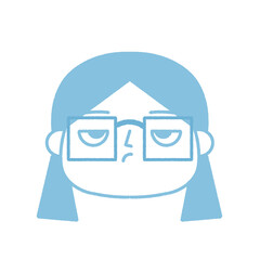 Cute Girl Avatar with Glasses in Flat Design