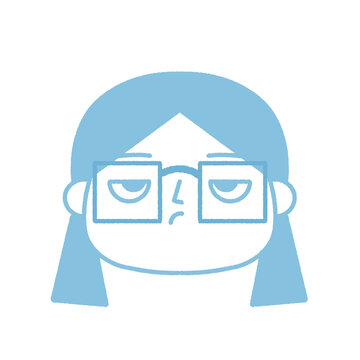 Cute Girl Avatar with Glasses in Flat Design