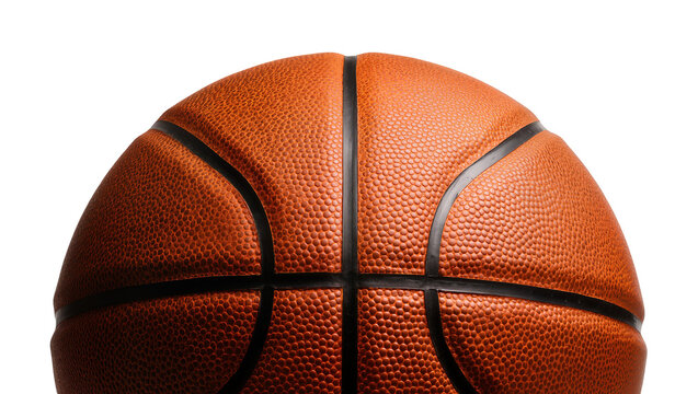 Orange textured basketball with black lines, isolated on transparent background