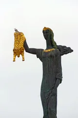 Medea statue with Golden Fleece and seagull in Batumi with copy space © Aliaksei