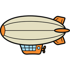 Cute Cartoon Zeppelin Airship Icon © Gisella