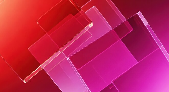 Abstract Transparent Glass Panels with Vibrant Gradient Background.