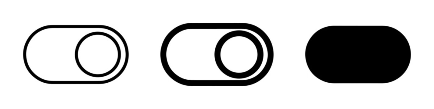 Toggle Switch Icons, On Off Slider Controls, Simple UI Elements, Vector Graphics Set