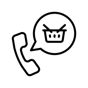 Telephone call receiver with retail basket speech bubble for teleshopping ordering