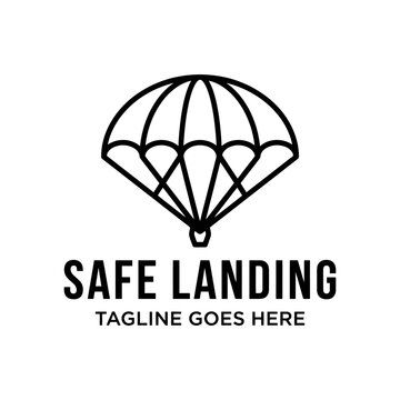 Bold icon of a parachute landing, perfect for insurance, logistics, or extreme sports branding.
