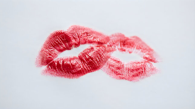 Bright pink lipstick kiss mark print illustration