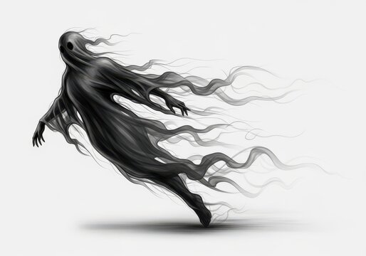 Ethereal dark ghost floating digital art