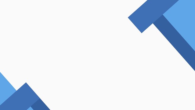 Abstract blue geometric corner shapes background with clean white copy space