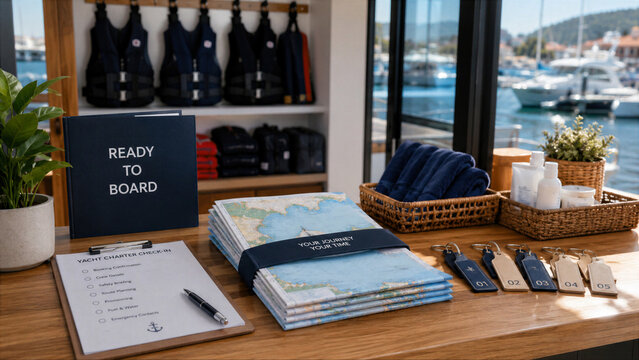 Ready for a day on the water with charter check-in and maps at the marina during the day