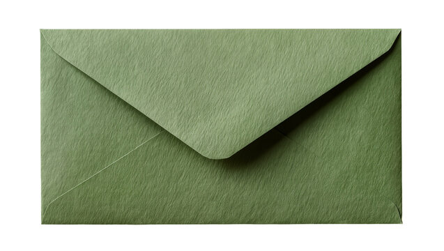 Textured green envelope with triangular flap, isolated on transparent background