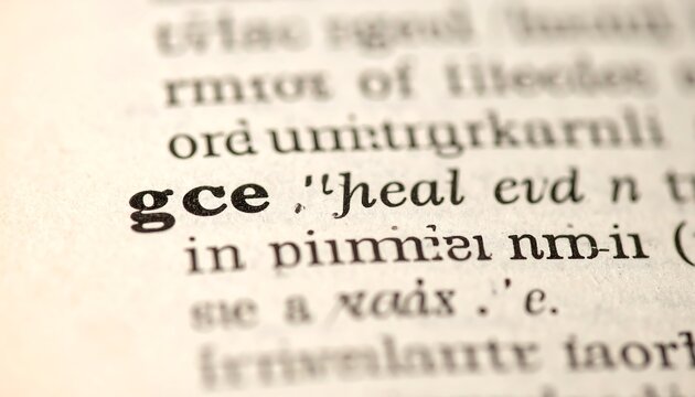 Dictionary page close up showing word definition and text detail