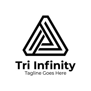 Modern abstract triangle icon featuring overlapping lines to create a continuous loop effect.