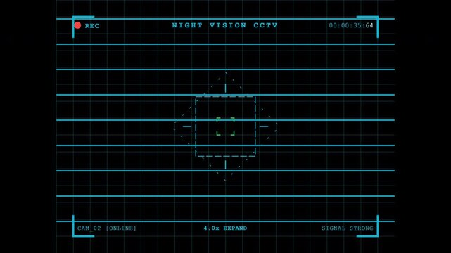 night vision recording interface monochrome tactical grey security cctv overlay loop 4K