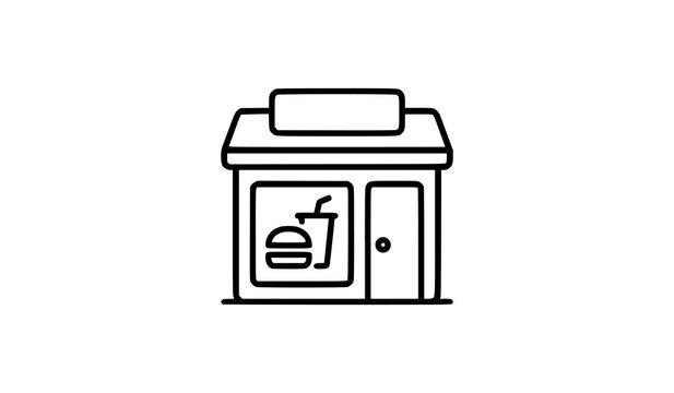 Fast Food Restaurant Outline Vector Icon for Dining and Takeaway