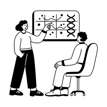 A drawing style illustration showing explaining hereditary traits in class