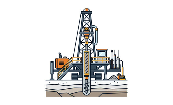 Oil Drilling Rig Vector Illustration