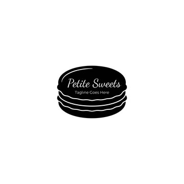 Elegant black and white macaron illustration suitable for pastry shops and confectionery businesses.
