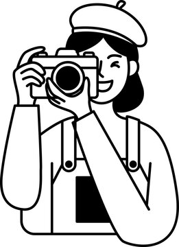Photographer Taking Picture &ndash; Line Icon Illustration