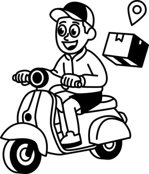 Scooter Delivery Courier &ndash; Line Icon Illustration