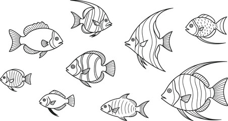 Obraz premium A school of tropical fish swimming in a coral reef environment