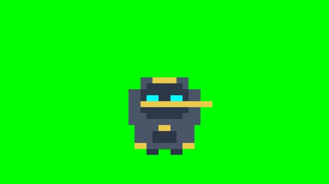 Pixel Art Character with Blue Eyes and Yellow Accent.