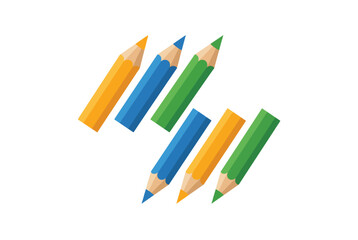 Fototapeta premium Colorful pencils arranged diagonally on a clean white background