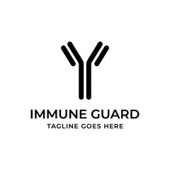 Fototapeta premium Minimalist antibody logo for healthcare brands focusing on medical security and pharmaceutical defense.